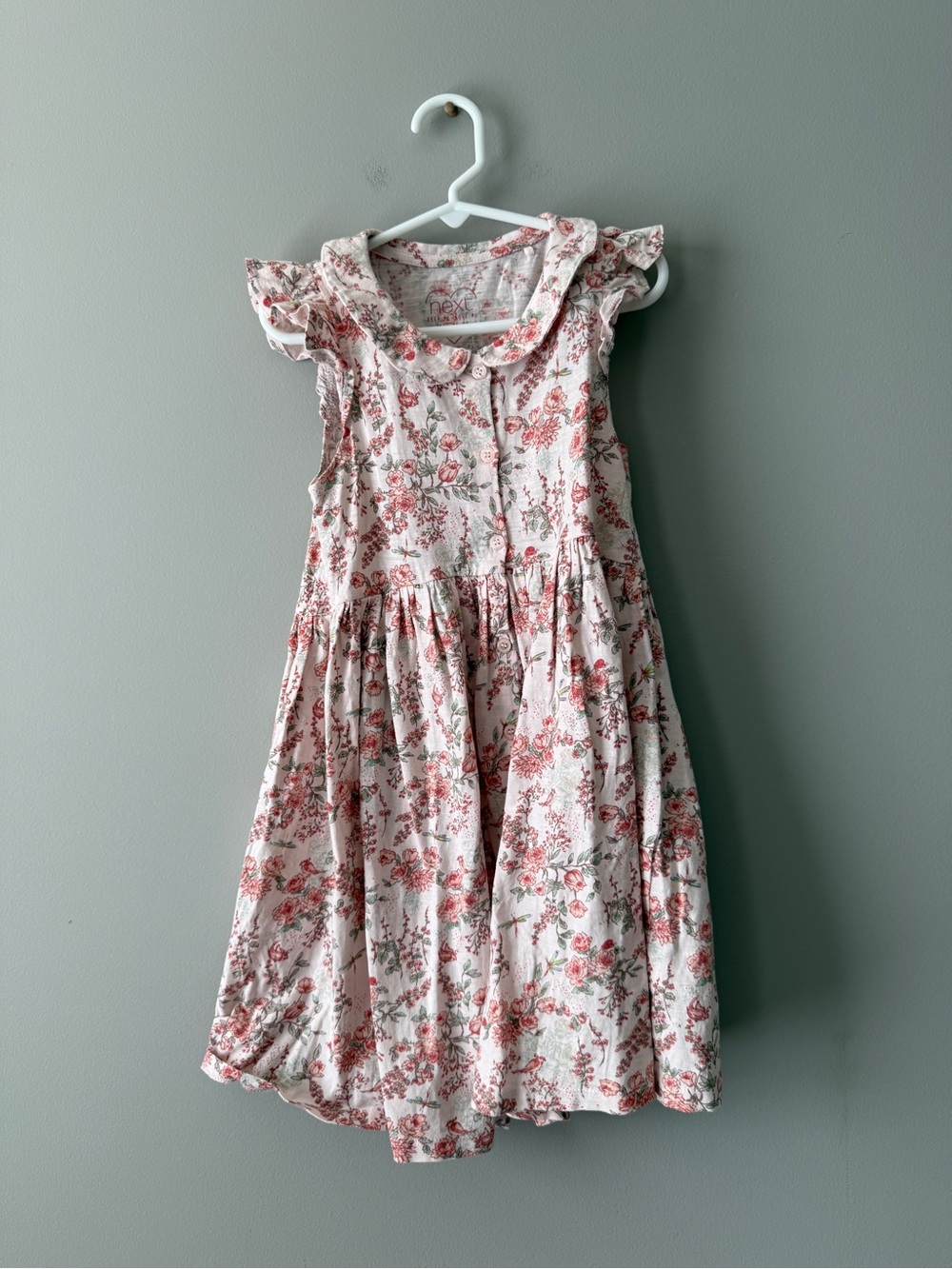 next Pink Floral Ruffle-Collar Dress 5/6 years